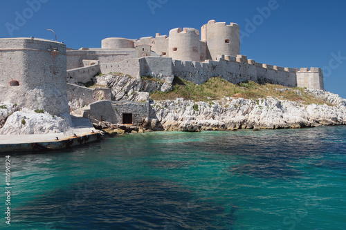 Ancient fortress on coast. Château d'If, Marseille, France