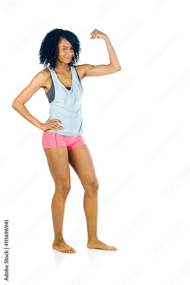 female model attractive woman showing strength with arm curl female model attractive woman showing strength with arm curl