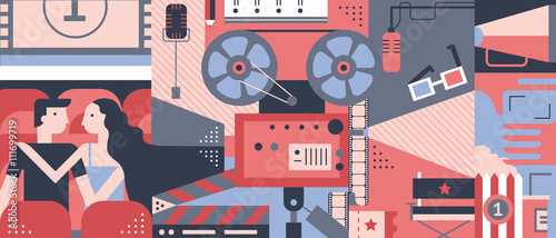 Cinema concept design flat