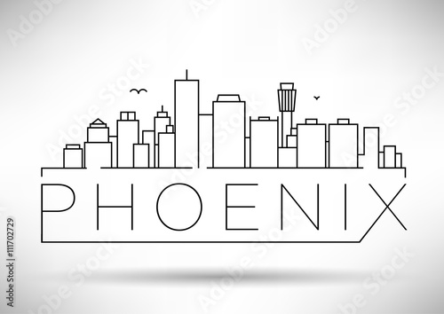 Minimal Phoenix City Linear Skyline with Typographic Design