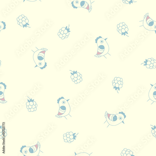 cute small chickens. vector seamless pattern with birds. ornamental hand drawn illustration