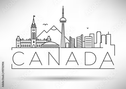 Minimal Canada Linear Skyline with Typographic Design