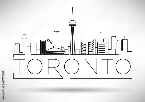 Canvas Print Minimal Toronto City Linear Skyline with Typographic Design