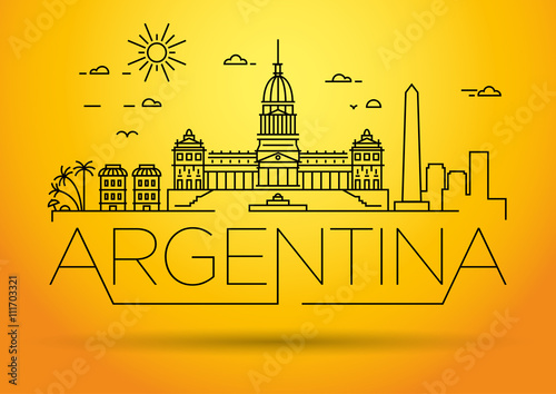 Minimal Argentina Linear Skyline with Typographic Design