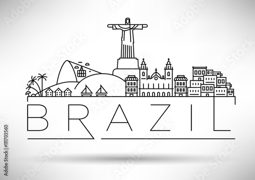 Minimal Brazil Linear Skyline with Typographic Design