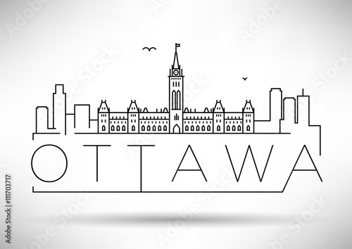 Minimal Ottawa City Linear Skyline with Typographic Design