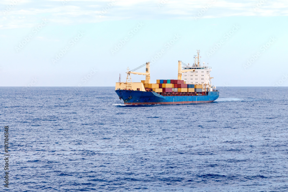 Container Ship in the Mediterranean Sea.