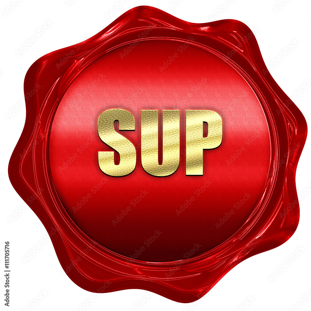 sup internet slang, 3D rendering, a red wax seal sup internet slang, 3D rendering, a red wax seal
