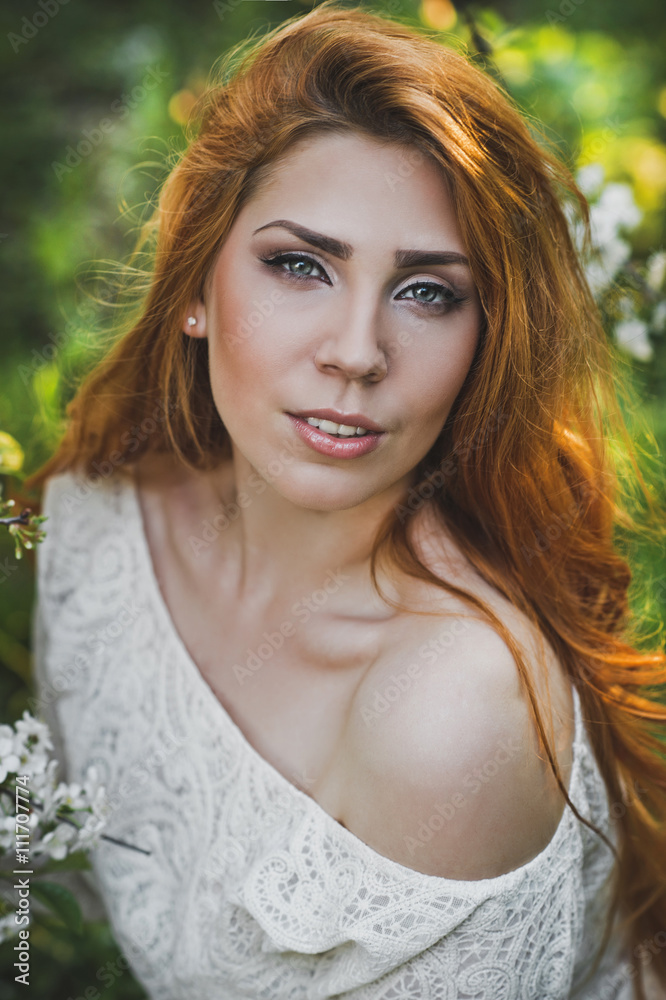 Large portrait of a girl with long red hair 6185. Large portrait of a girl with long red hair 6185.