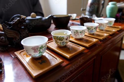 Traditional chinese tea ceremony set up.