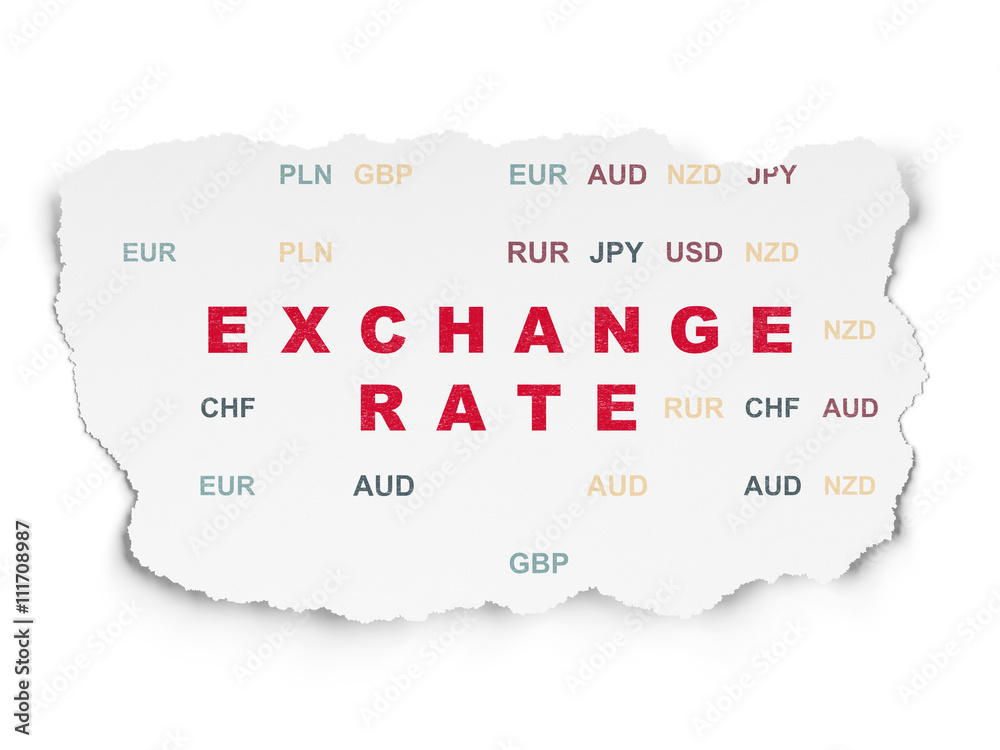 Currency concept: Exchange Rate on Torn Paper background