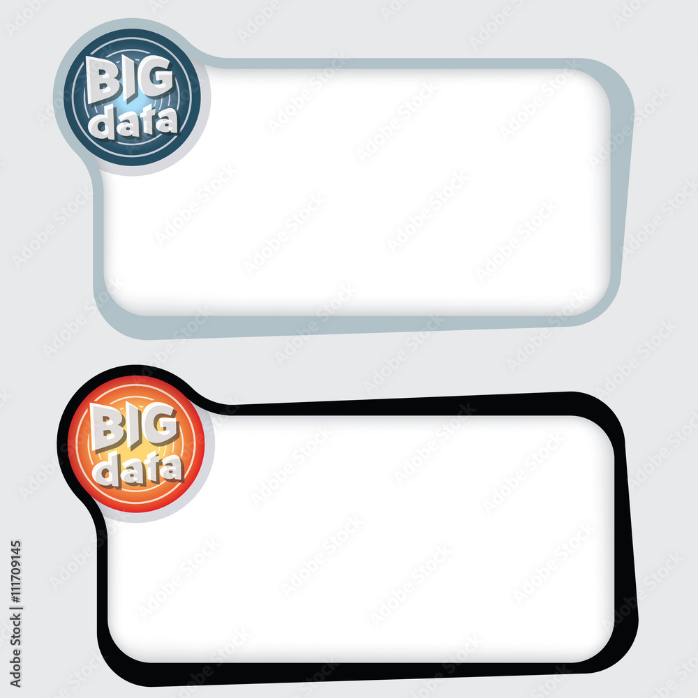 Set of two vector text frames and big data icon Set of two vector text frames and big data icon