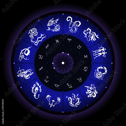 Zodiac circle with horoscope signs