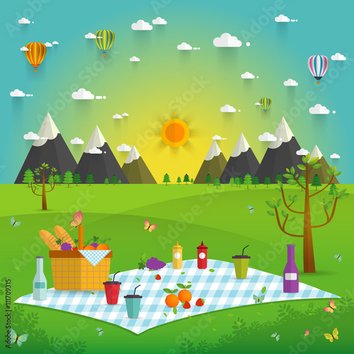 Outdoor picnic in Mountains