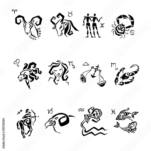 Horoscope Zodiac Star signs, vector set.