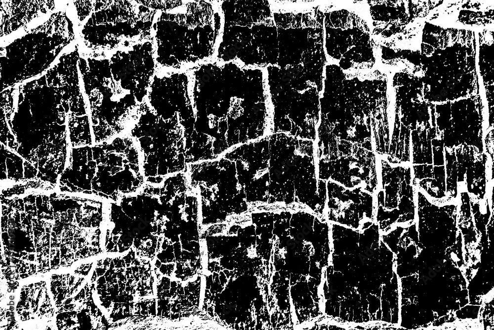Grunge white and black cracked wall background