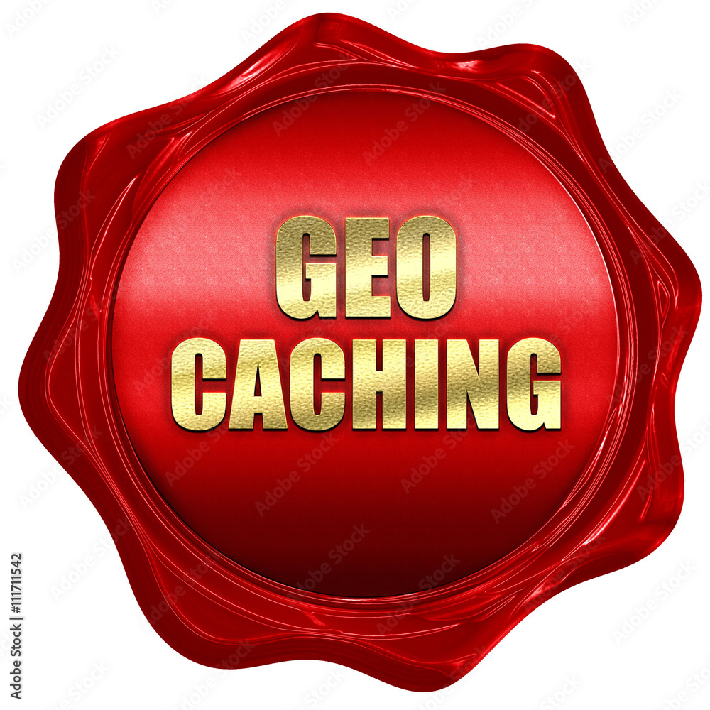 geocaching sign background, 3D rendering, a red wax seal geocaching sign background, 3D rendering, a red wax seal