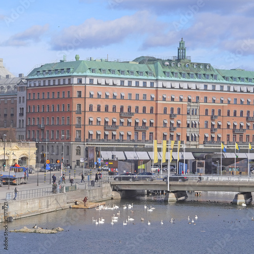 Stockholm, Sweden - March, 16, 2016: panorama of a center of Stockholm, Sweden