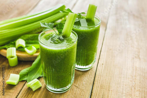 Green smoothie with celery and spinach