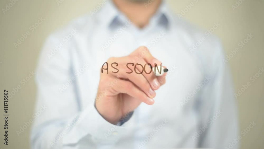 As Soon As Possible, Man writing on transparent screen As Soon As Possible, Man writing on transparent screen