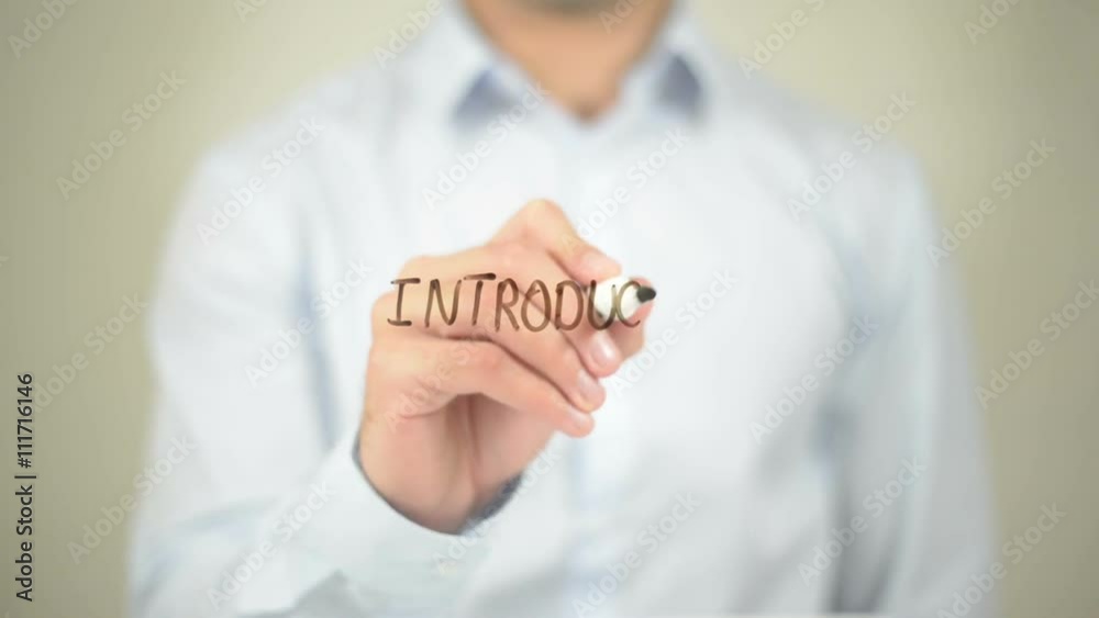 Introduction , Man writing on transparent screen Introduction , Man writing on transparent screen