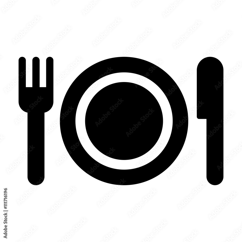 plate fork knife icon black on white background plate fork knife icon black on white background