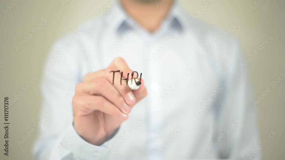 Thursday, Man Writing on Transparent Screen Thursday, Man Writing on Transparent Screen