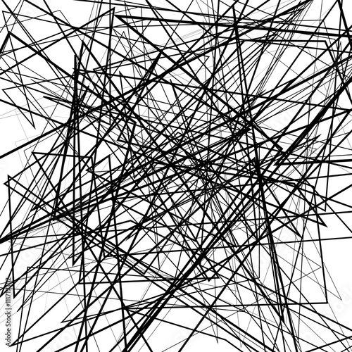 Irregular, random chaotic lines. Abstract monochrome illustratio