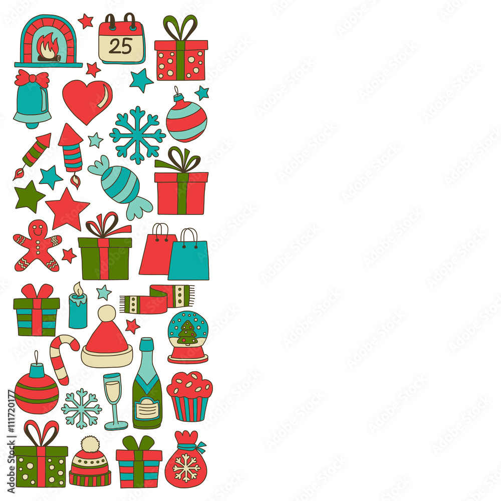 Doodle vector icons Merry christmas and happy new year Doodle vector icons Merry christmas and happy new year