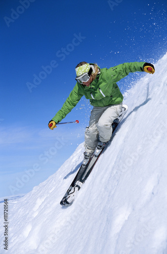 A skier in the snow.