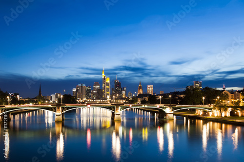 Skyline of Frankfurt  Germany at night