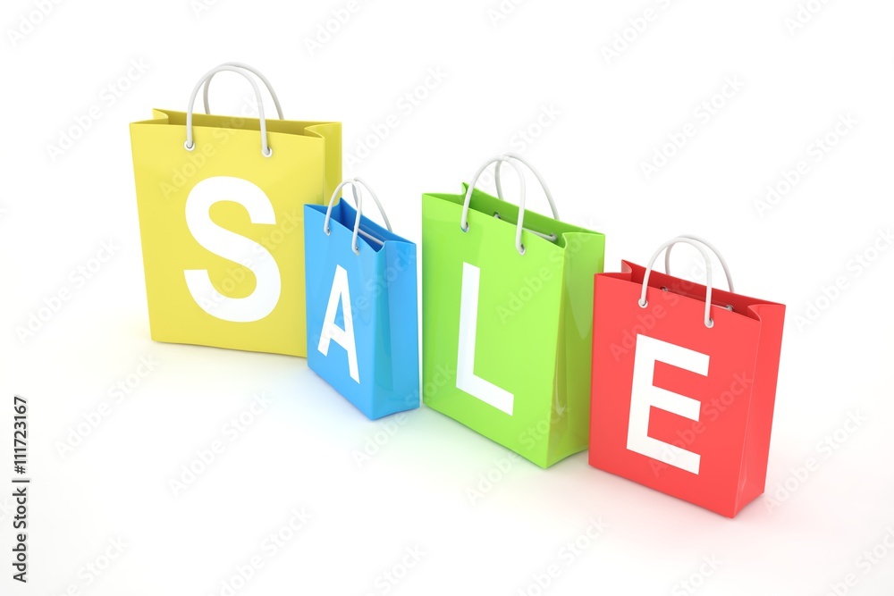 sale written on shopping bag. 3d rendering. sale written on shopping bag. 3d rendering.