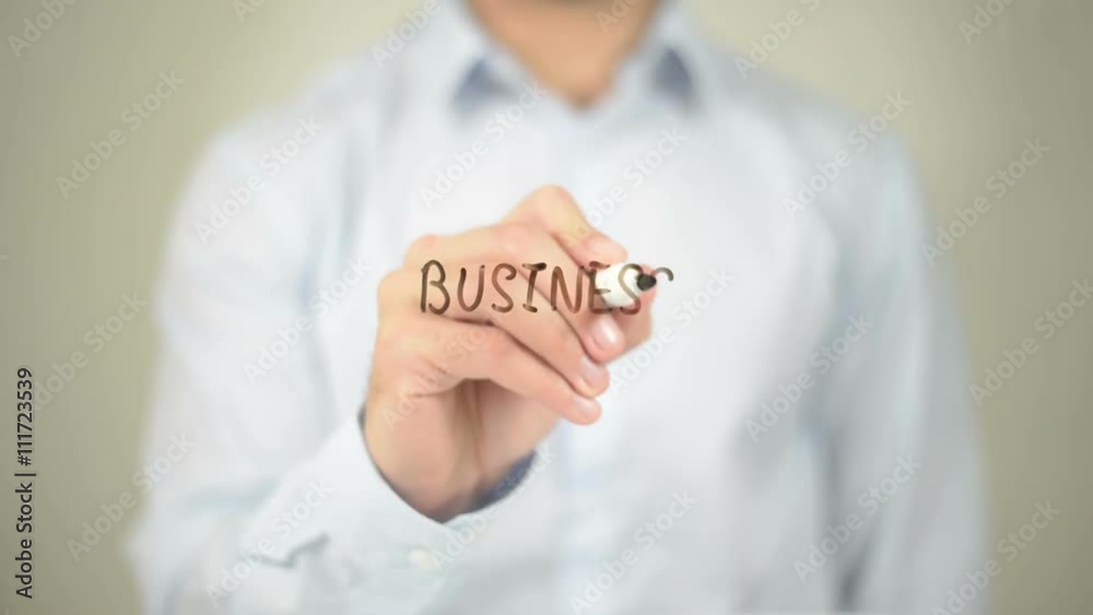 Business Training, Man writing on transparent screen Business Training, Man writing on transparent screen