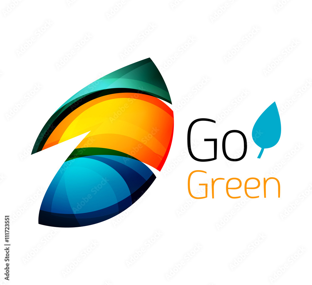 Abstract eco leag logo design made of color pieces - various geometric shapes Abstract eco leag logo design made of color pieces - various geometric shapes