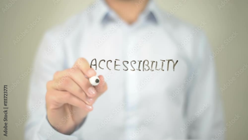 Accessibility Optimization, Man writing on transparent screen Accessibility Optimization, Man writing on transparent screen