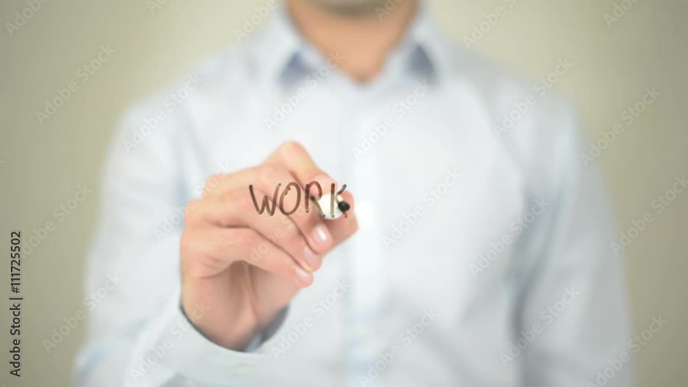WorkFlow, Man Writing on Transparent Screen WorkFlow, Man Writing on Transparent Screen
