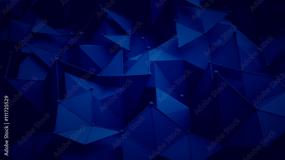 Fototapeta premium Dark blue polygonal surface 3D rendering background