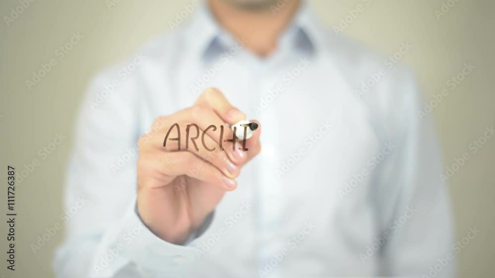 Archives, Man writing on transparent screen Archives, Man writing on transparent screen