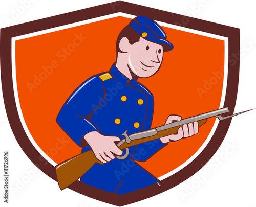 Union Army Soldier Bayonet Rifle Crest Cartoon