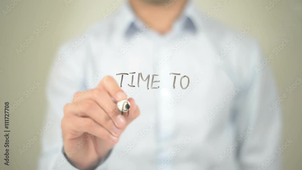 Time  To Adapt, Man Writing on Transparent Screen