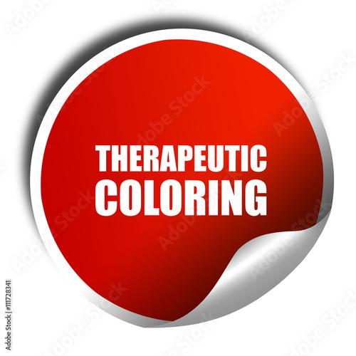 therapeutic coloring, 3D rendering, a red shiny sticker