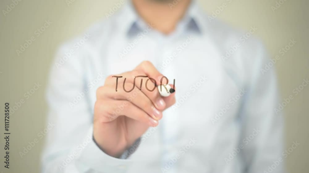 Tutoring, Man Writing on Transparent Screen Tutoring, Man Writing on Transparent Screen