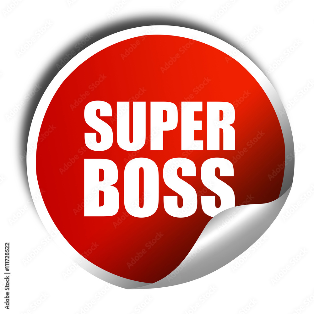 super boss, 3D rendering, a red shiny sticker super boss, 3D rendering, a red shiny sticker