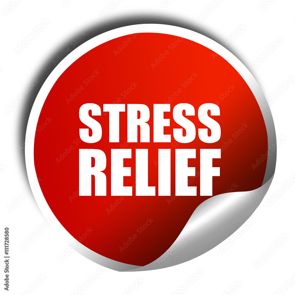 stress relief, 3D rendering, a red shiny sticker stress relief, 3D rendering, a red shiny sticker