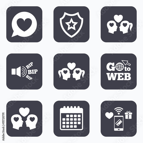 Couple love icon. Lesbian and Gay lovers signs.