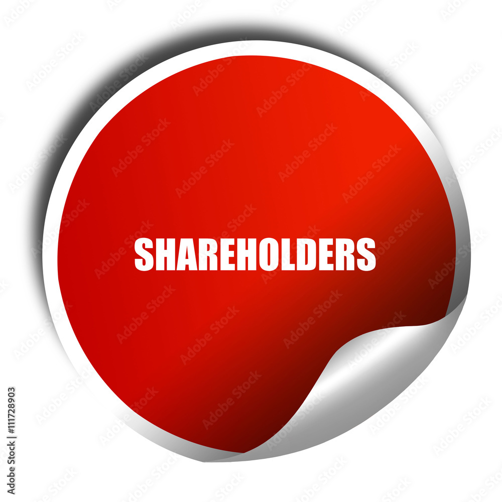 shareholders, 3D rendering, a red shiny sticker shareholders, 3D rendering, a red shiny sticker