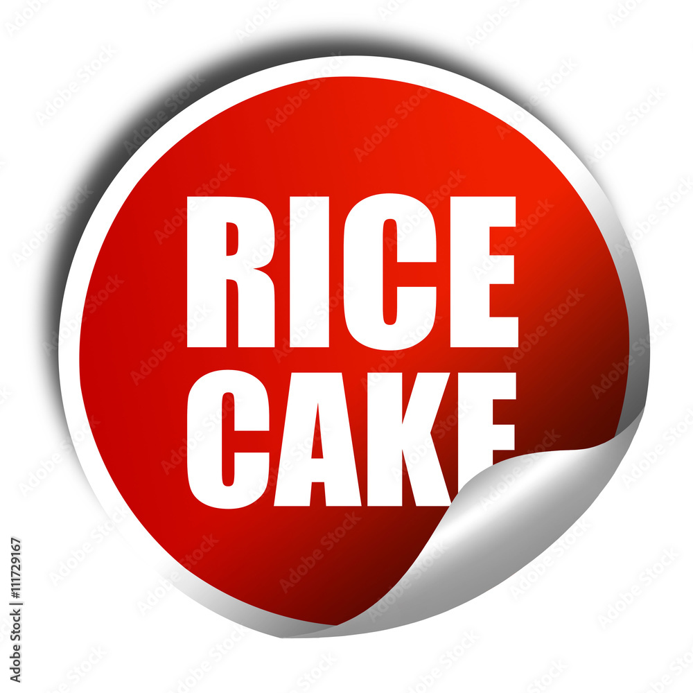 rice cake, 3D rendering, a red shiny sticker rice cake, 3D rendering, a red shiny sticker