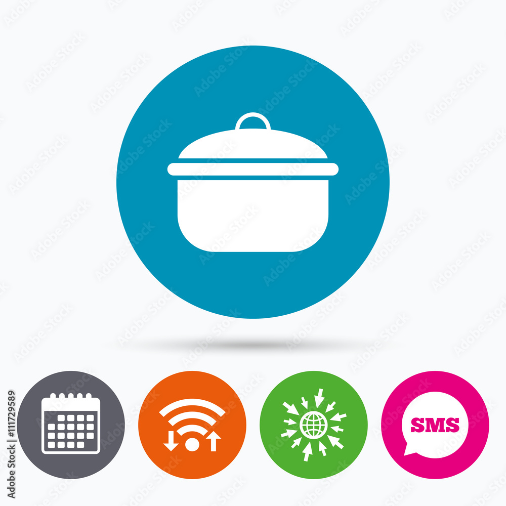 Cooking pan sign icon. Boil or stew food symbol. Cooking pan sign icon. Boil or stew food symbol.