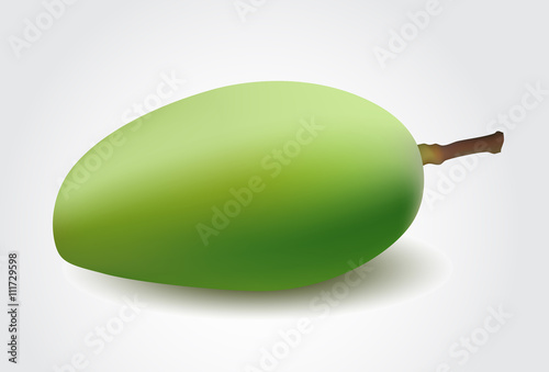 Green mango isolated on a white background