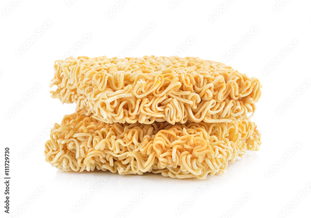 Instant noodles on white background